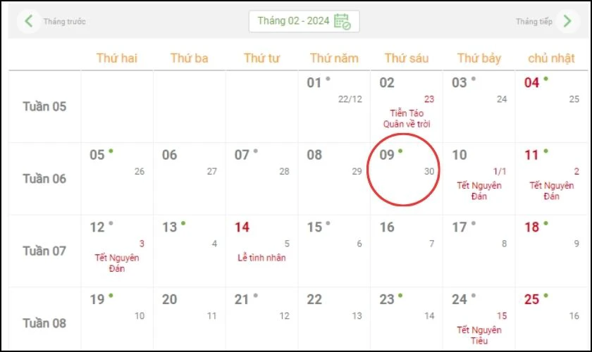 30 Tết 2024 là thứ mấy? Vào ngày bao nhiêu dương lịch