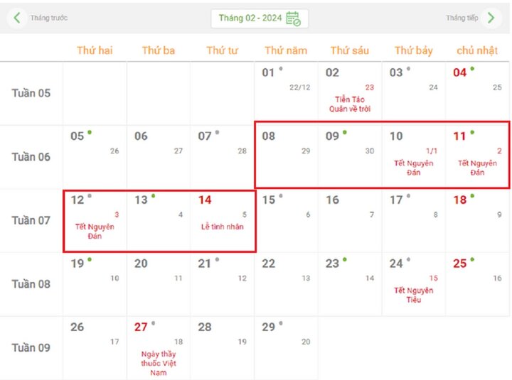 Tết Nguyên đán năm 2024 là ngày nào Dương lịch?