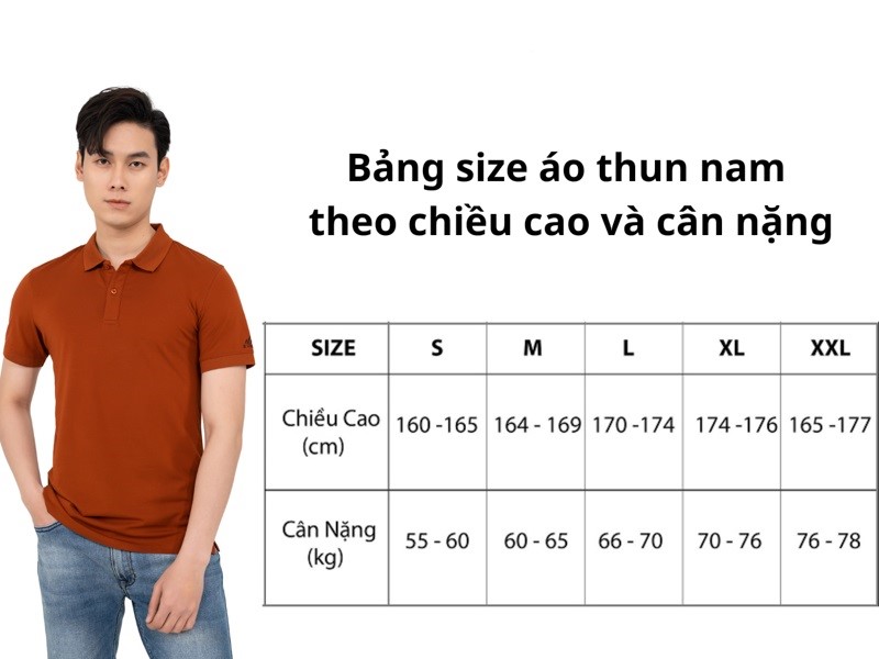 Cách chọn size áo nam XS, S, M, L, XL, XXL theo cân nặng