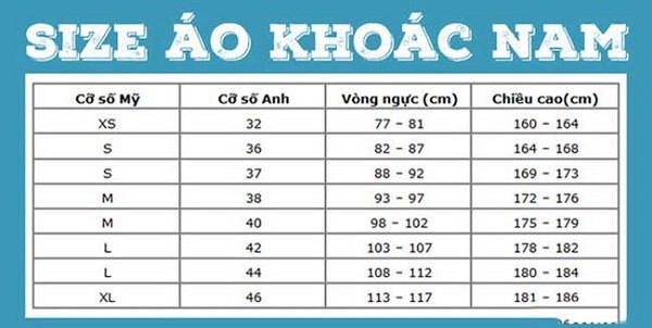 Cách chọn size áo nam XS, S, M, L, XL, XXL theo cân nặng