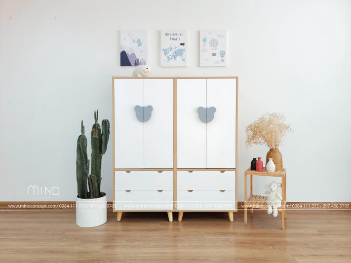 Tủ quần áo trẻ em: Set 2 tủ