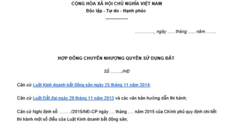 Mẫu giấy chuyển nhượng đất viết tay chi tiết và chuẩn xác