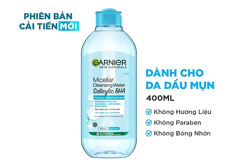 Tẩy trang Garnier cho da dầu mụn hiệu quả và an toàn