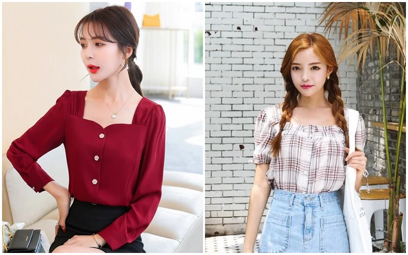 Mẫu cổ áo đồ bộ đẹp với thiết kế cổ vuông nổi bật