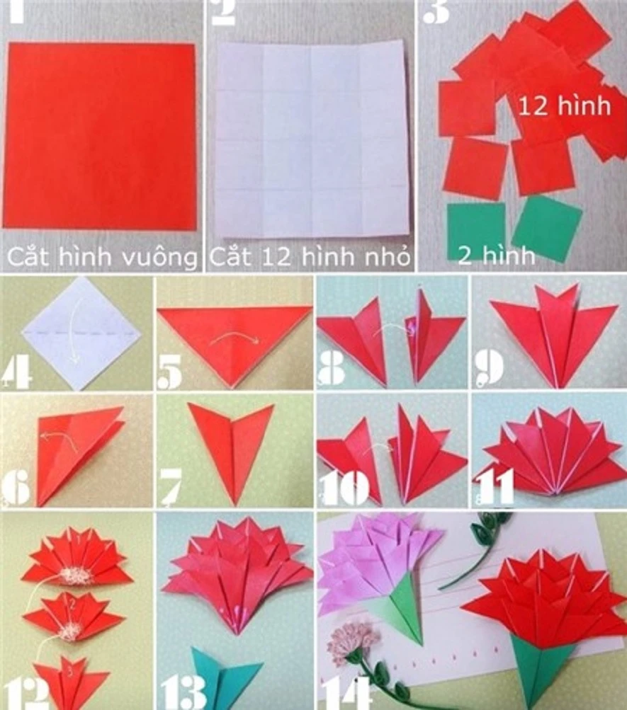 Gấp hoa: Cách gấp hoa giấy Origami đơn giản nhưng bắt mắt