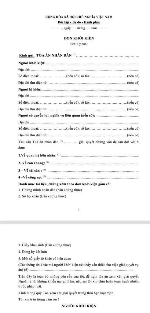 Tải mẫu đơn ly hôn viết sẵn - Cập nhật mới nhất năm 2024