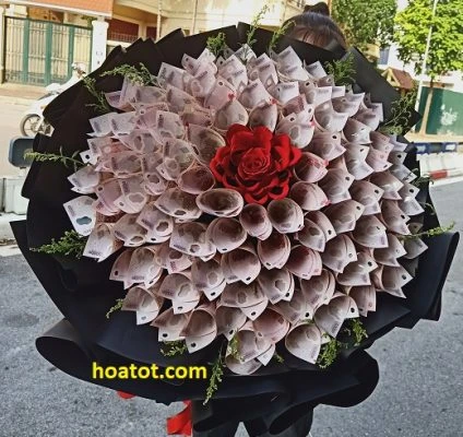 Bó hoa bằng tiền polyme 50,100,200,500