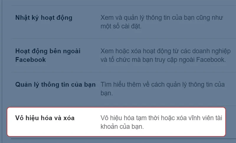 Cách vô hiệu hóa và xóa tài khoản Facebook nhanh chóng, đơn giản nhất