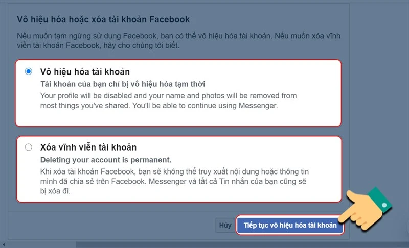 Cách vô hiệu hóa và xóa tài khoản Facebook nhanh chóng, đơn giản nhất
