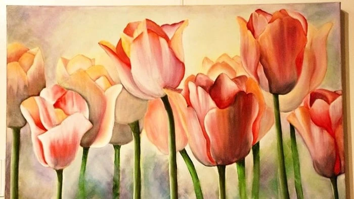 Hình nền hoa Tulip vẽ tay lung linh