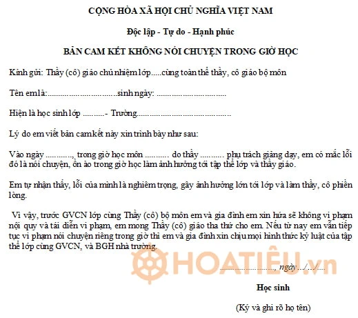 8 Mẫu bản cam kết về học tập của học sinh mới nhất 2024