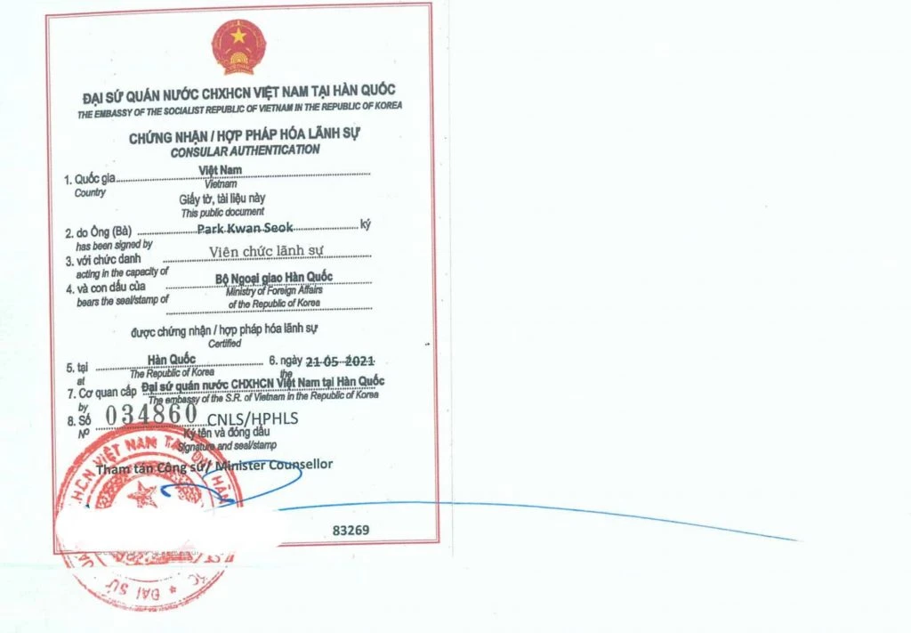 Hợp pháp hóa lãnh sự - Dịch Thuật Hợp Pháp Hóa Hàn Quốc