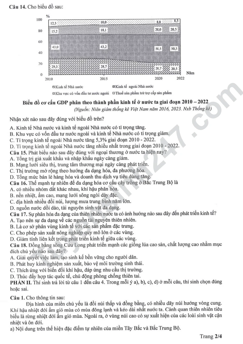 Bộ GD công bố đề minh họa tốt nghiệp THPT 2025 - Tất cả các môn