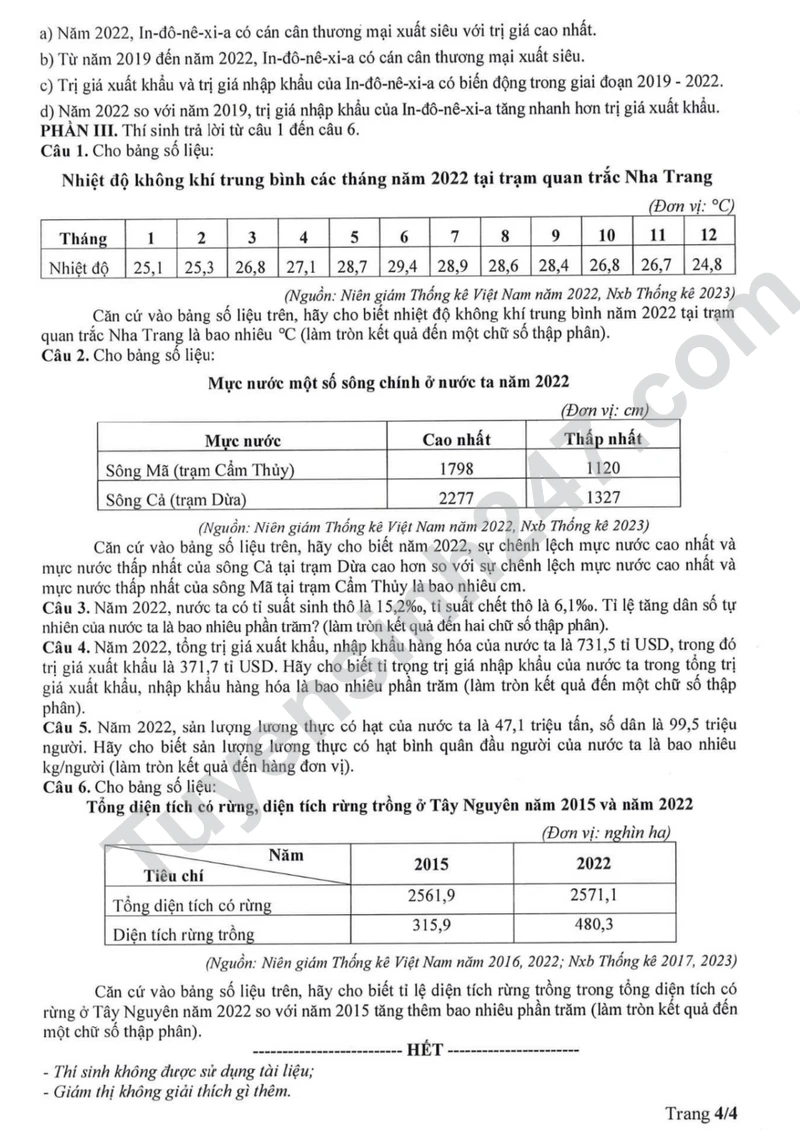 Bộ GD công bố đề minh họa tốt nghiệp THPT 2025 - Tất cả các môn