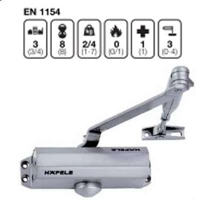 Tay co thủy lực hafele DCL11 931.84.643 mạ đen, không giữ cửa, cửa 60kg, lắp nổi