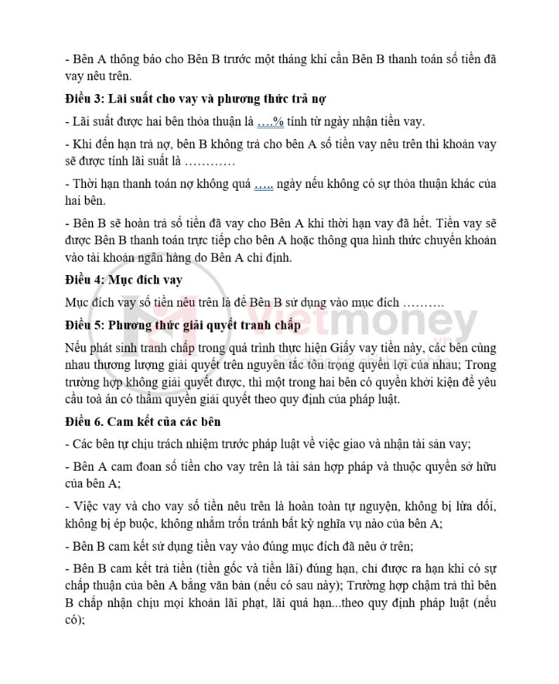 Mẫu giấy vay tiền, giấy mượn tiền viết tay ngắn gọn chuẩn nhất 2022