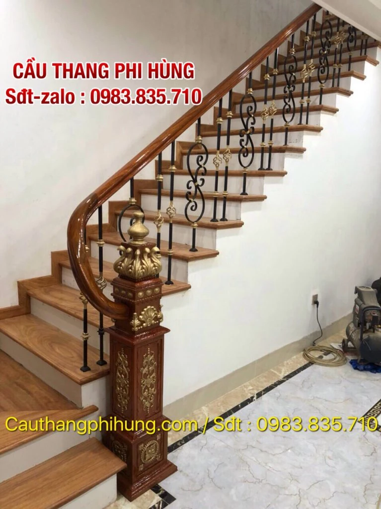 Tổng Hợp Các Mẫu Lan Can Cầu Thang Sắt Tay Gỗ Đẹp Tại Hà Nội