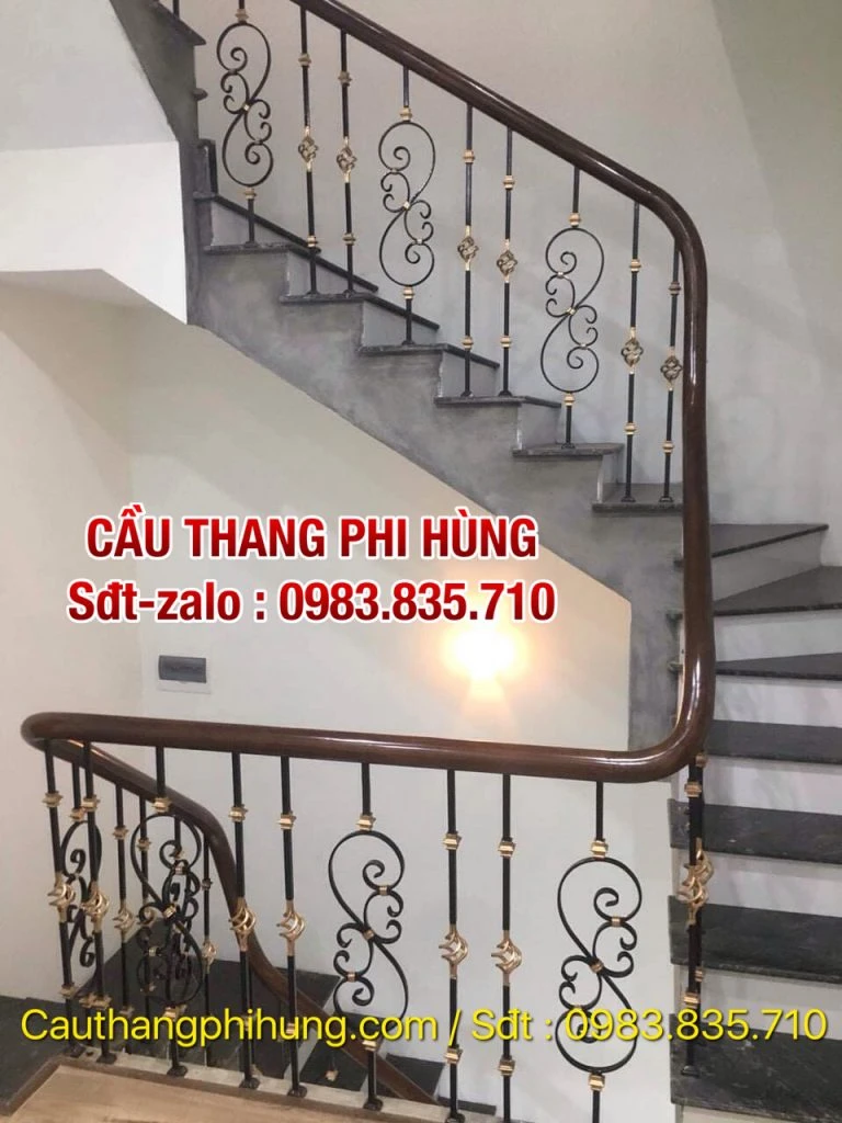 Tổng Hợp Các Mẫu Lan Can Cầu Thang Sắt Tay Gỗ Đẹp Tại Hà Nội