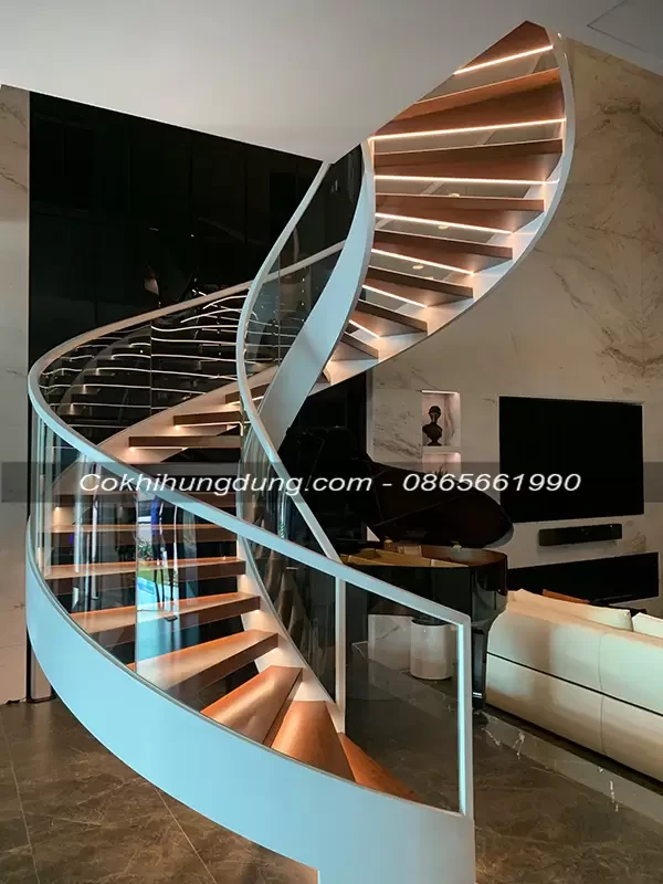 Mẫu tay vịn cầu thang gỗ đẹp hiện đại cho không gian sống