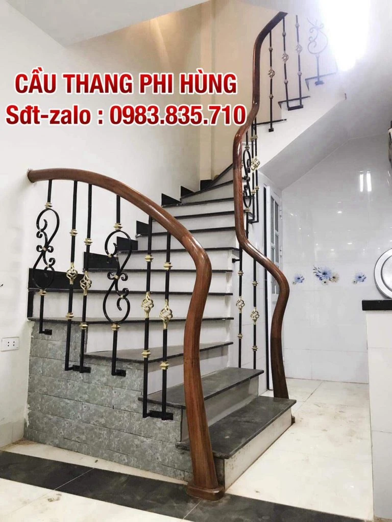 Tổng Hợp Các Mẫu Lan Can Cầu Thang Sắt Tay Gỗ Đẹp Tại Hà Nội