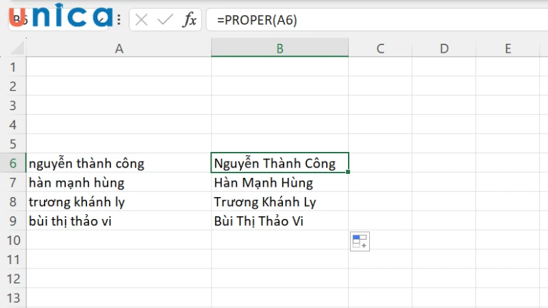 6 cách viết hoa chữ cái đầu trong Excel đầy đủ chi tiết nhất