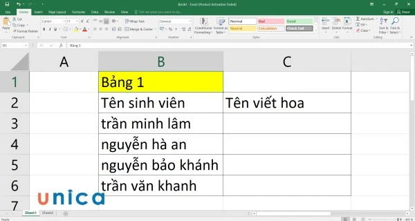 6 cách viết hoa chữ cái đầu trong Excel đầy đủ chi tiết nhất