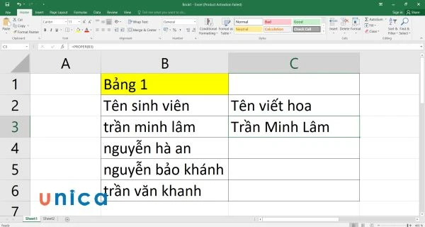 6 cách viết hoa chữ cái đầu trong Excel đầy đủ chi tiết nhất