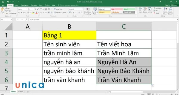 6 cách viết hoa chữ cái đầu trong Excel đầy đủ chi tiết nhất