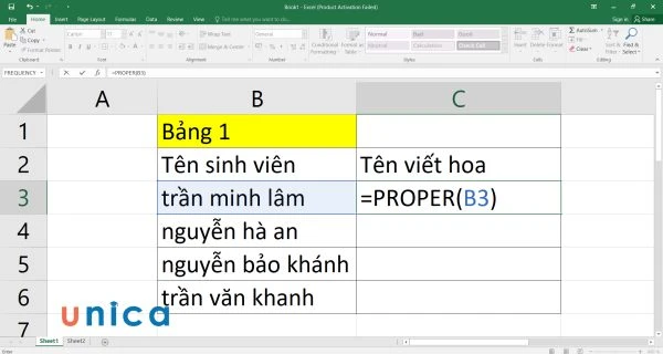 6 cách viết hoa chữ cái đầu trong Excel đầy đủ chi tiết nhất