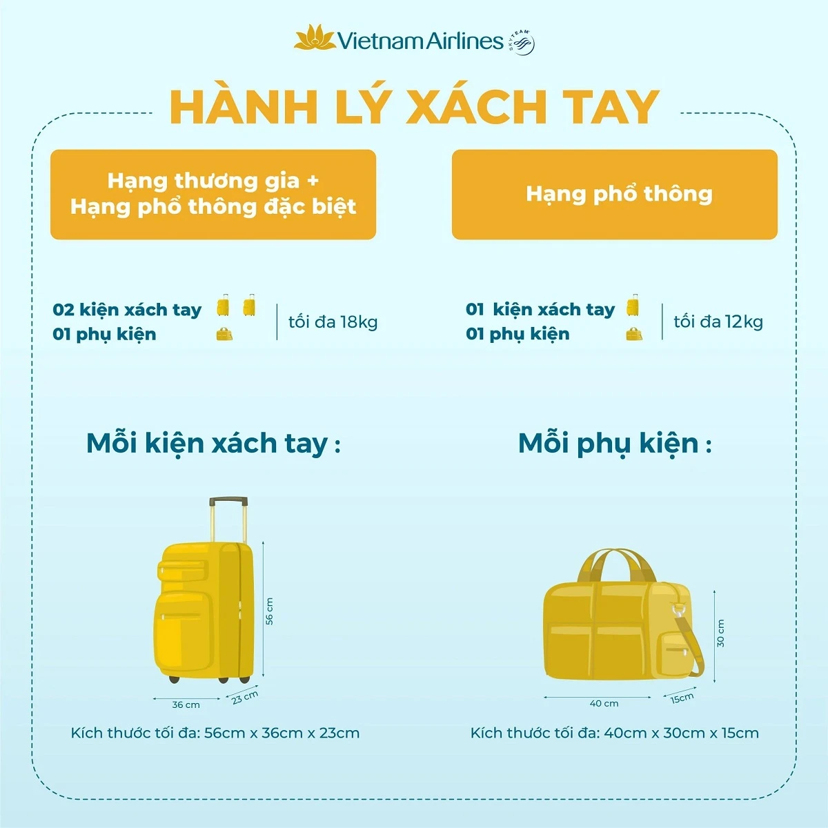 Quy định hành lý xách tay Vietnam Airlines cần biết