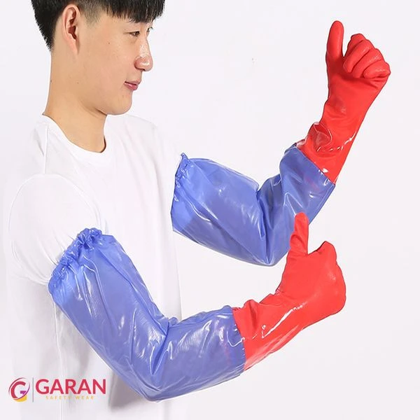 Găng Tay Rửa Bát, Vệ Sinh, Nội Trợ Bằng Cao Su Lót Nhung Chống Thấm Nước Dài 45cm