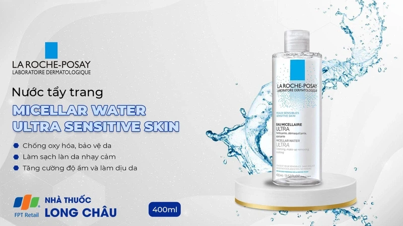 Nước làm sạch sâu và tẩy trang La Roche-Posay Micellar Water Ultra Sensitive Skin dành cho da nhạy cảm (400ml)