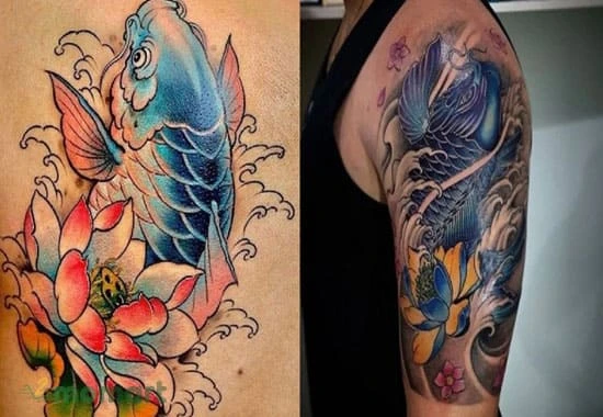 Tham khảo những hình xăm cá chép hoa sen ấn tượng nhất