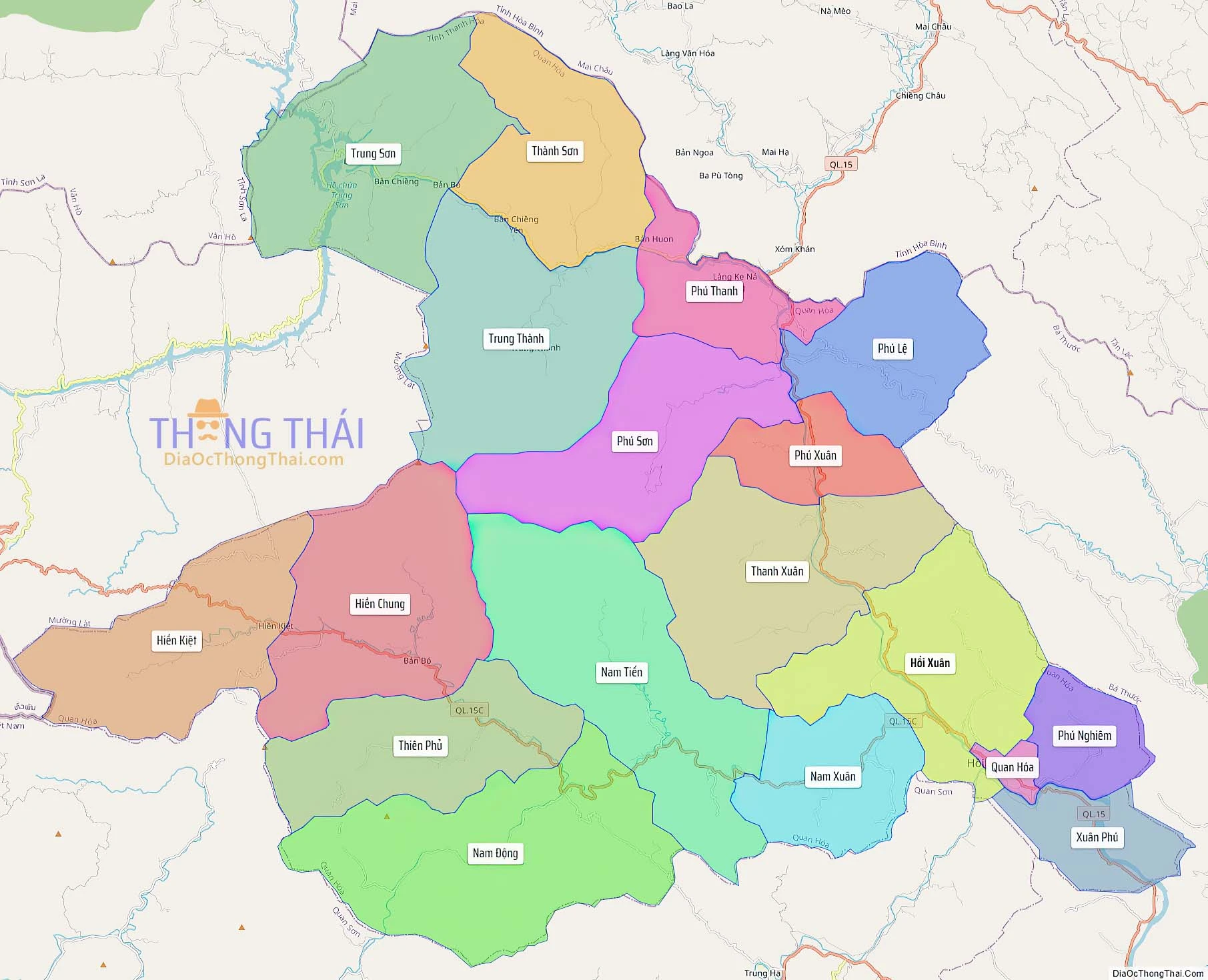 Bản đồ hành chính tỉnh Thanh Hóa - Đầy đủ và chi tiết các huyện thị