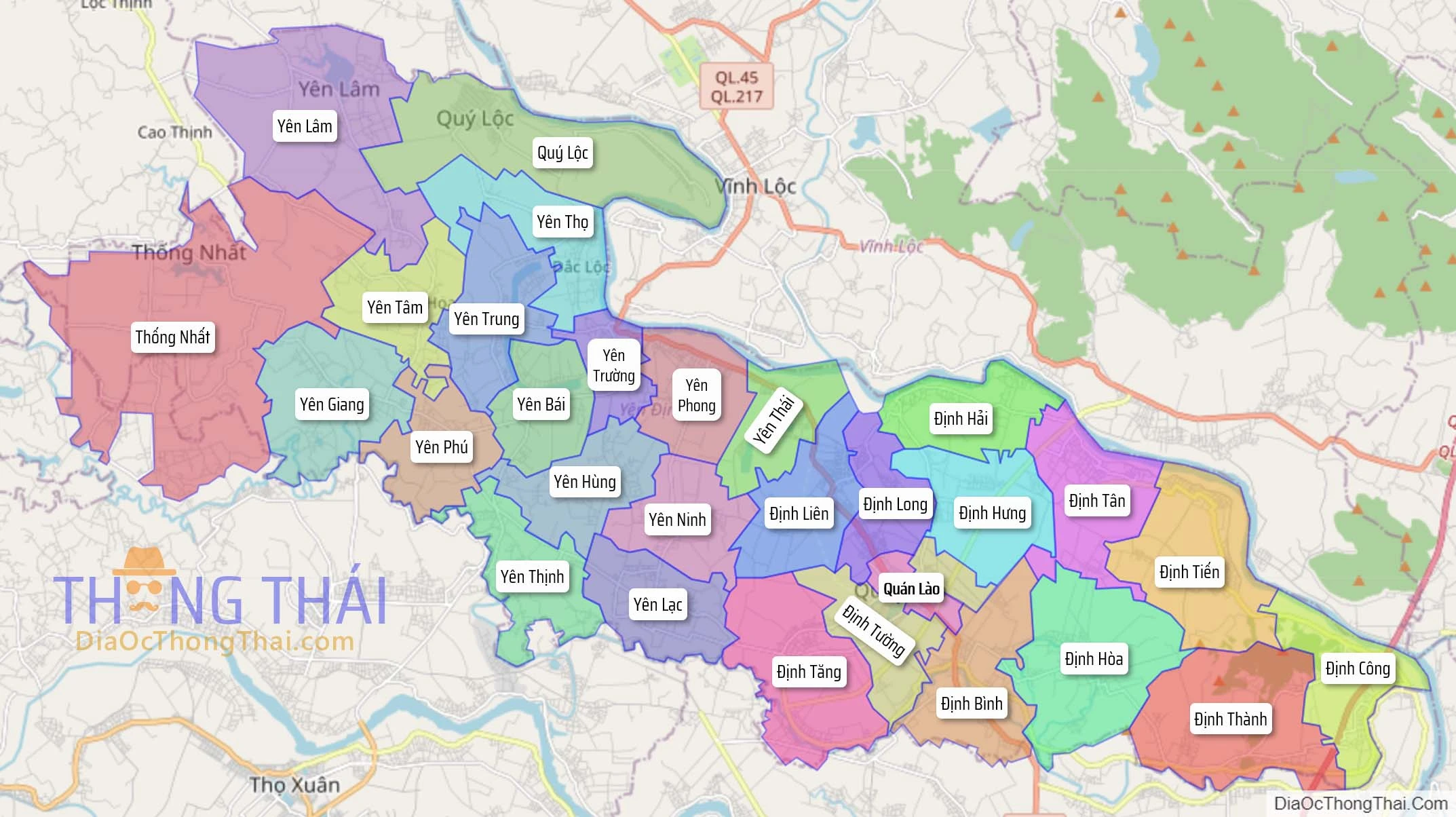 Bản đồ hành chính tỉnh Thanh Hóa - Đầy đủ và chi tiết các huyện thị