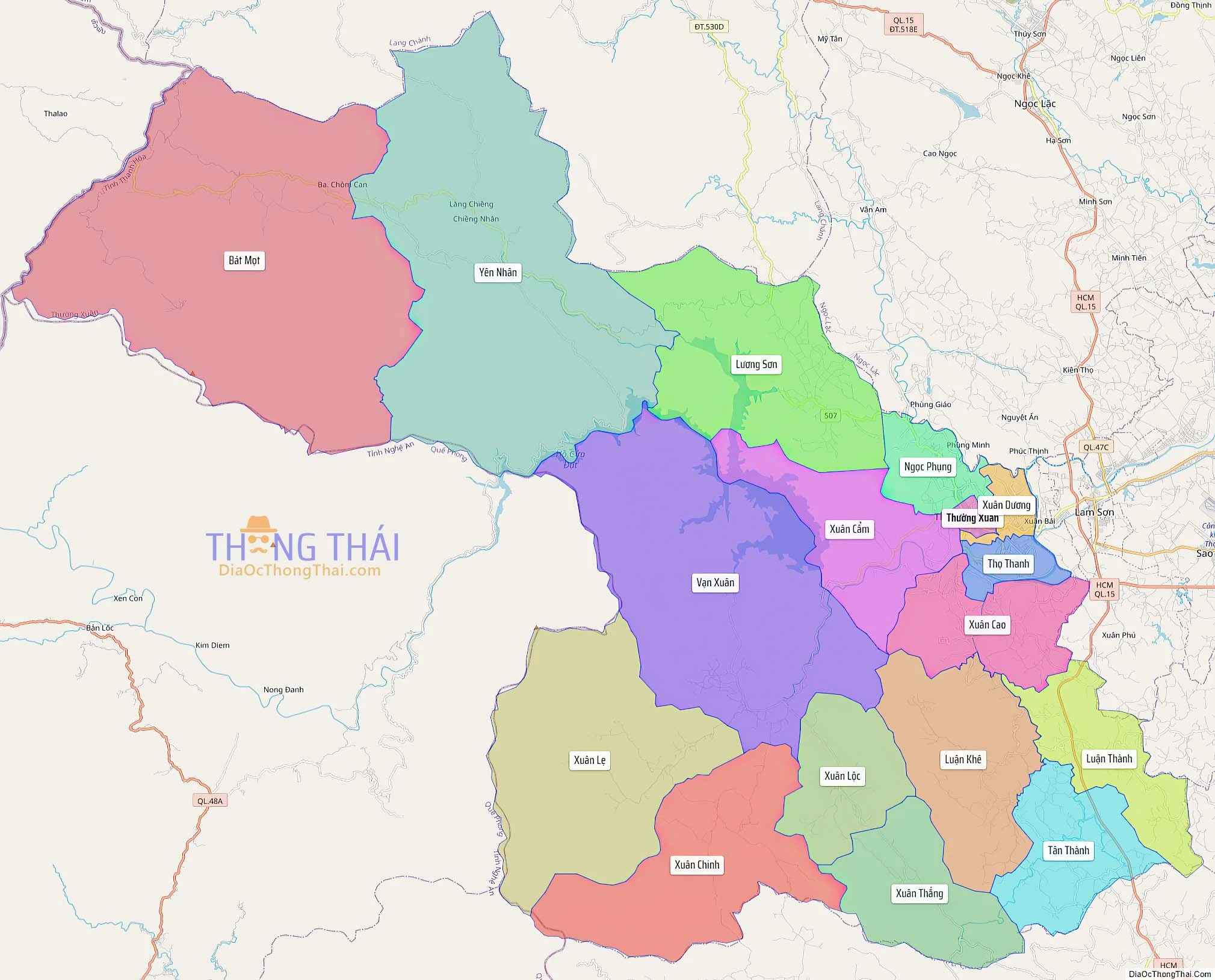 Bản đồ hành chính tỉnh Thanh Hóa - Đầy đủ và chi tiết các huyện thị