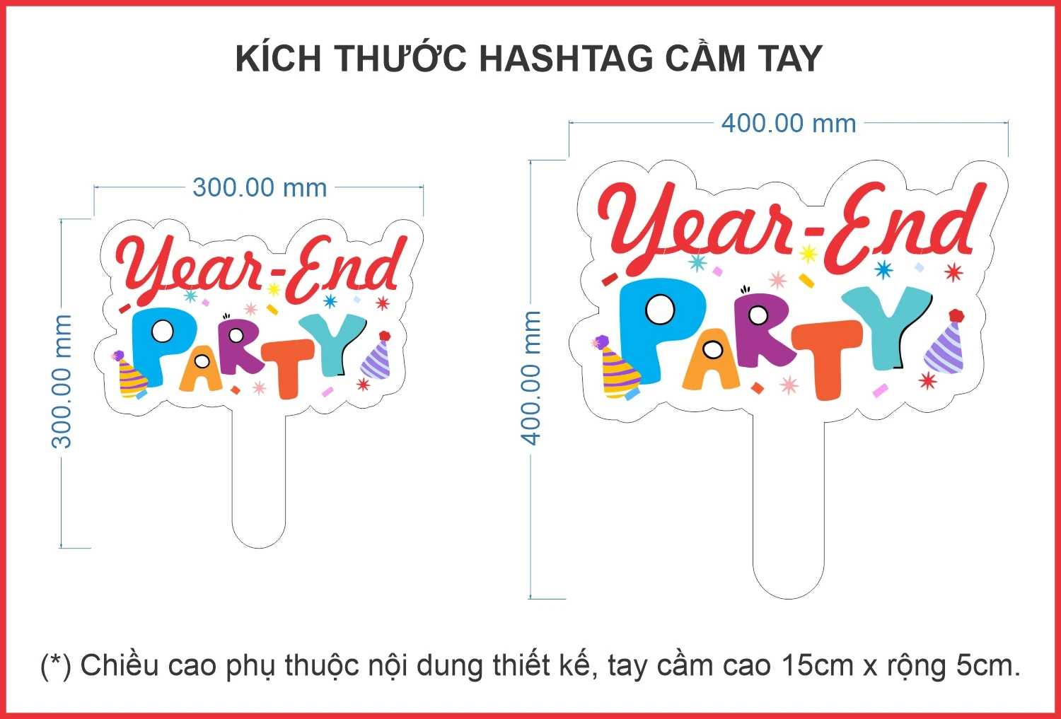 Kích thước hashtag cầm tay tiêu chuẩn hiện nay
