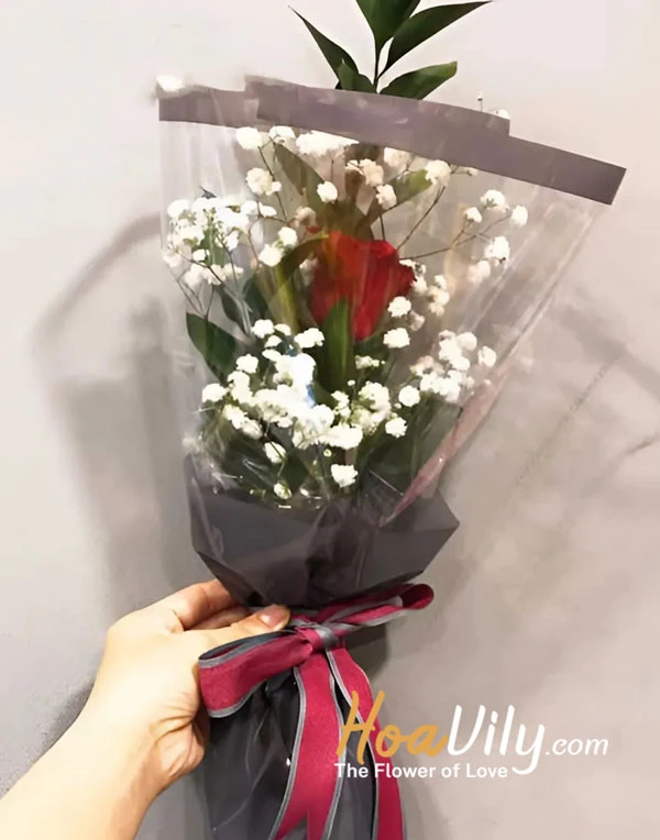 Chia sẻ cách bó hoa 1 bông đơn giản mà cực đẹp