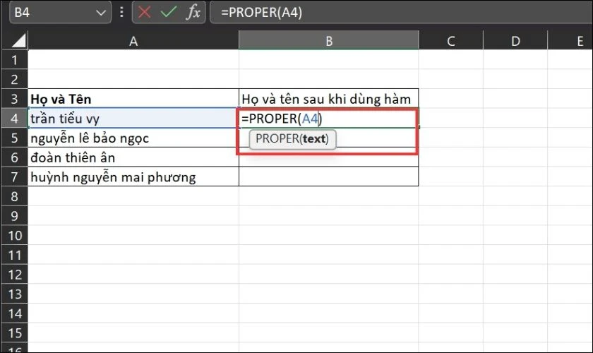 Hướng dẫn mẹo viết hoa chữ cái đầu trong Excel nhanh gọn