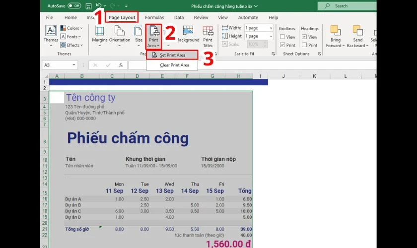 Hướng dẫn cách in Excel vừa trang giấy A4