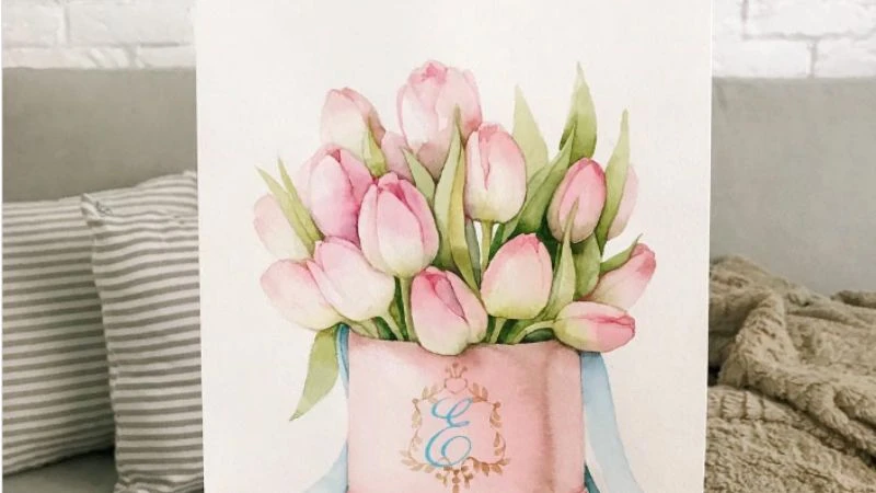 Vẽ hoa tulip ấn tượng nhất, mẫu tranh hoa tulip đẹp dễ vẽ