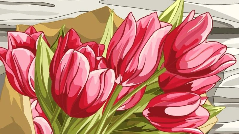 Vẽ hoa tulip ấn tượng nhất, mẫu tranh hoa tulip đẹp dễ vẽ