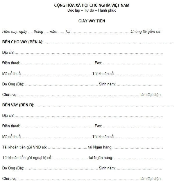 10+ mẫu giấy vay tiền cá nhân, hộ gia đình viết tay hợp pháp mới nhất 12/2024