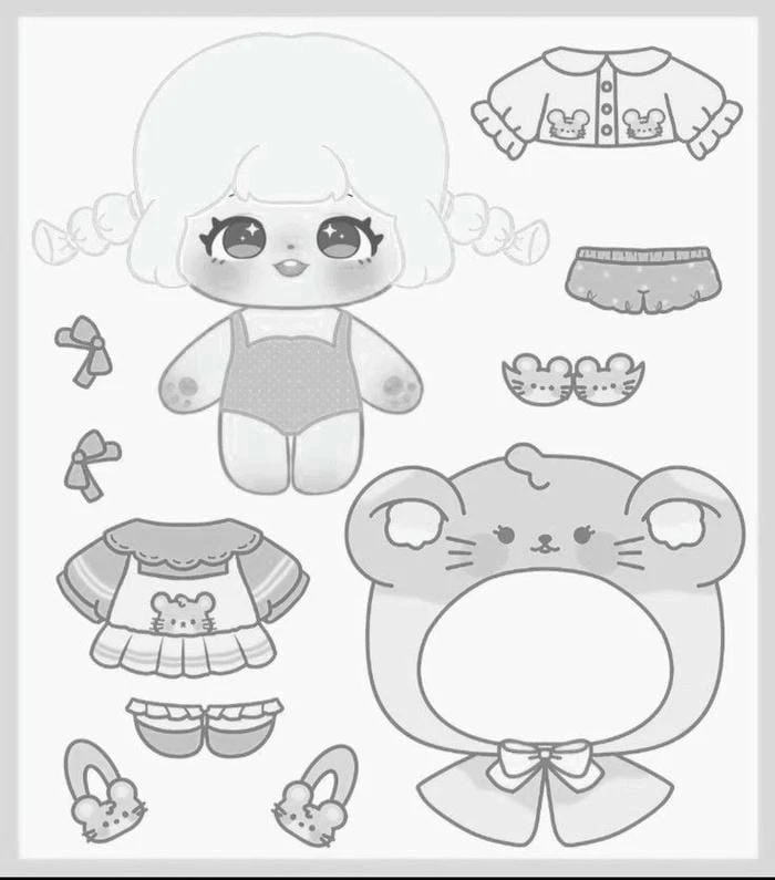 99+ Tranh tô màu búp bê giấy chibi cute dễ thương