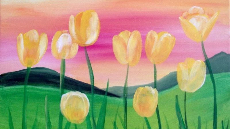 Vẽ hoa tulip ấn tượng nhất, mẫu tranh hoa tulip đẹp dễ vẽ