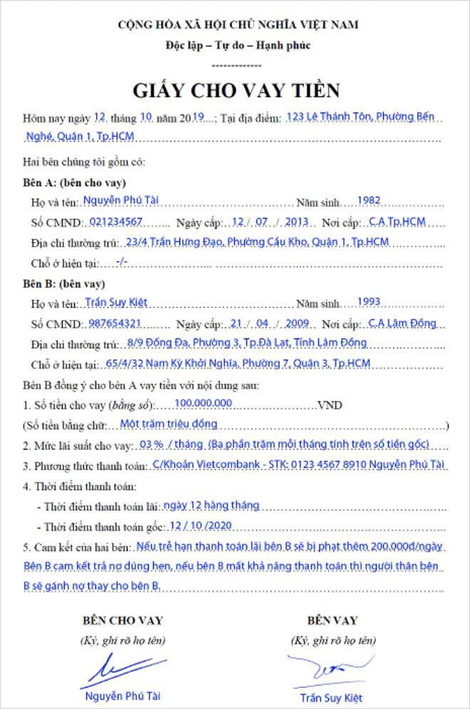 10+ mẫu giấy vay tiền cá nhân, hộ gia đình viết tay hợp pháp mới nhất 12/2024