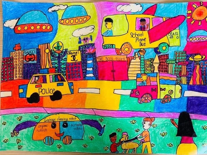 Bức tranh vẽ ngôi trường hạnh phúc tuyệt vời nhất