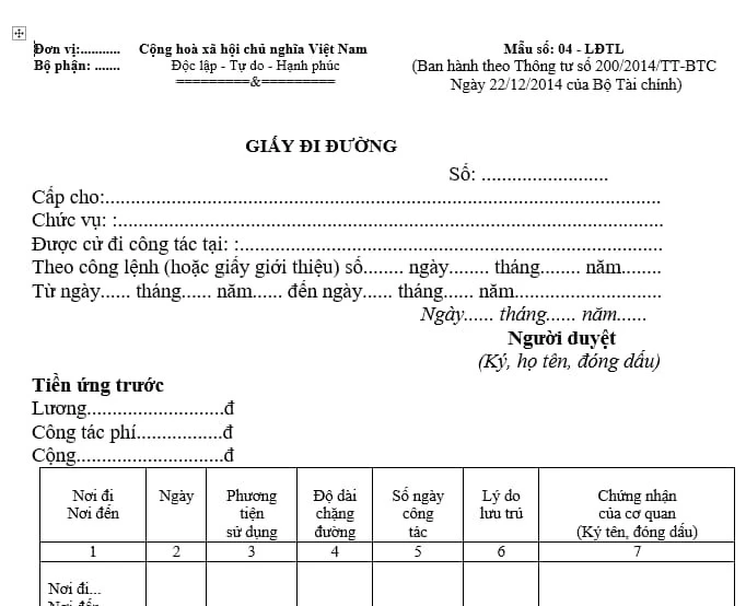 Mẫu giấy đi đường và hướng dẫn cách ghi giấy đi đường dành cho kế toán doanh nghiệp mới nhất?