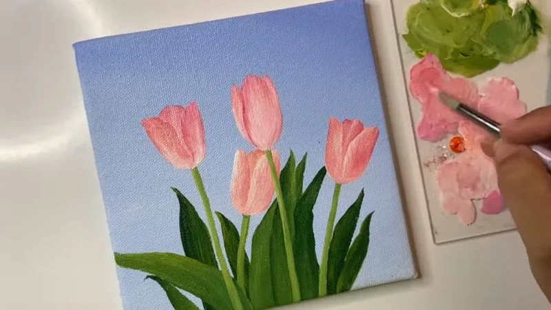 Vẽ hoa tulip ấn tượng nhất, mẫu tranh hoa tulip đẹp dễ vẽ