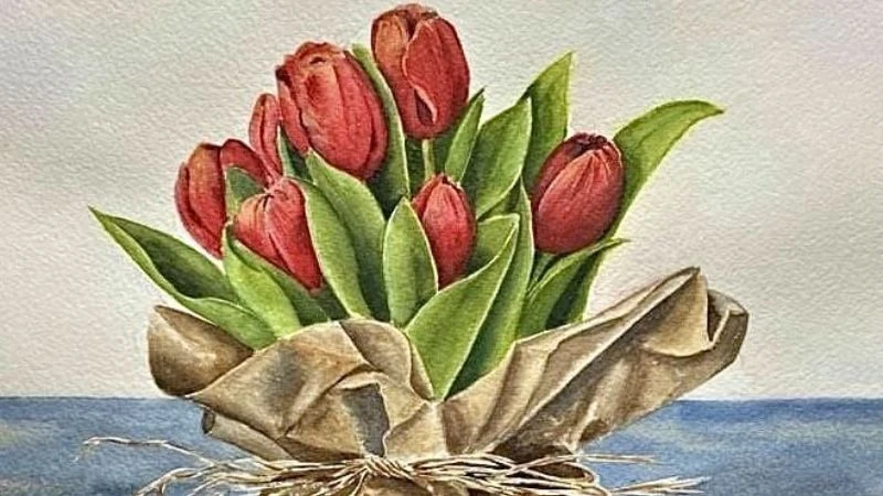 Vẽ hoa tulip ấn tượng nhất, mẫu tranh hoa tulip đẹp dễ vẽ